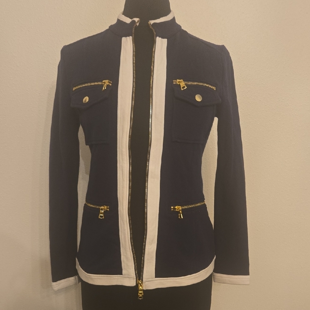 BOSTON PROPER Navy and White Blazer - Picture 6 of 6